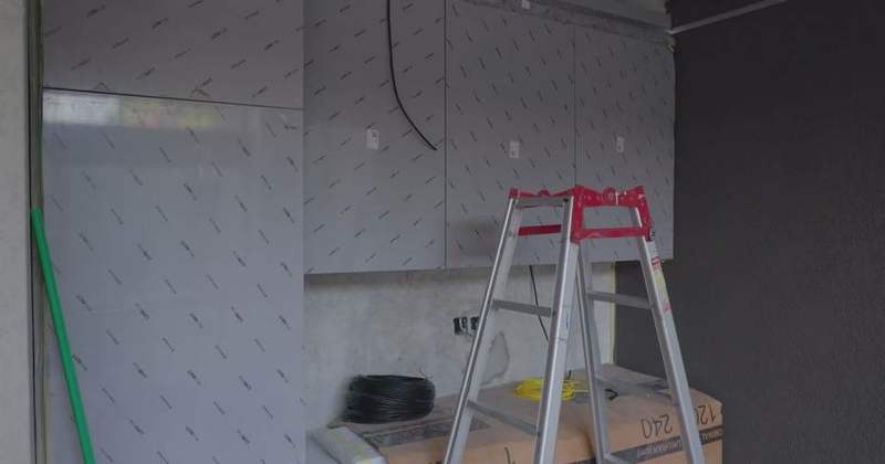 Kitchen remodel in progress, filmed on site
